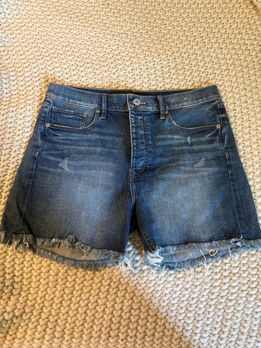 Express Women's Blue Denim Frayed Hem Shorts